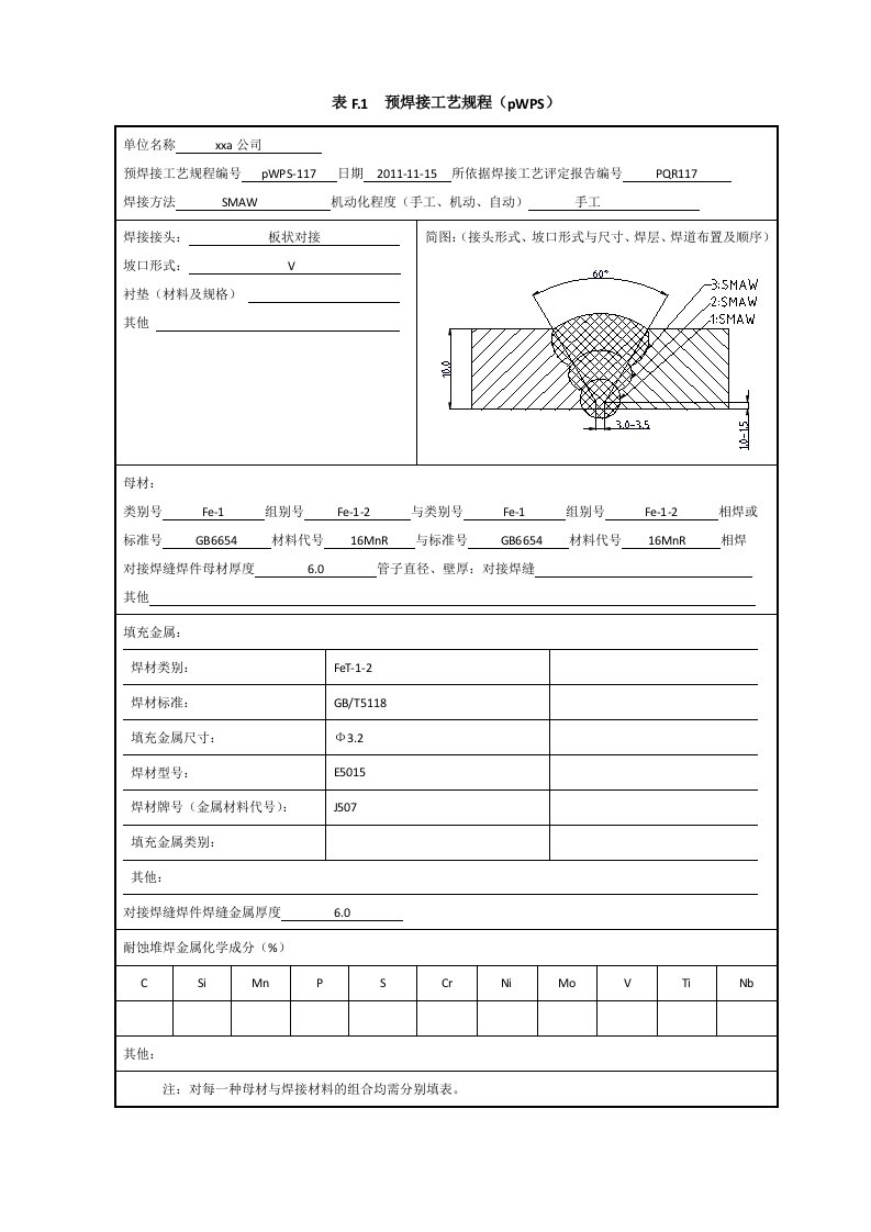 MnR6mm板状对接焊接工艺评定(焊条电弧焊)转换