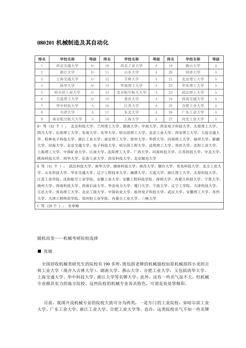 机械设计制造及自动化