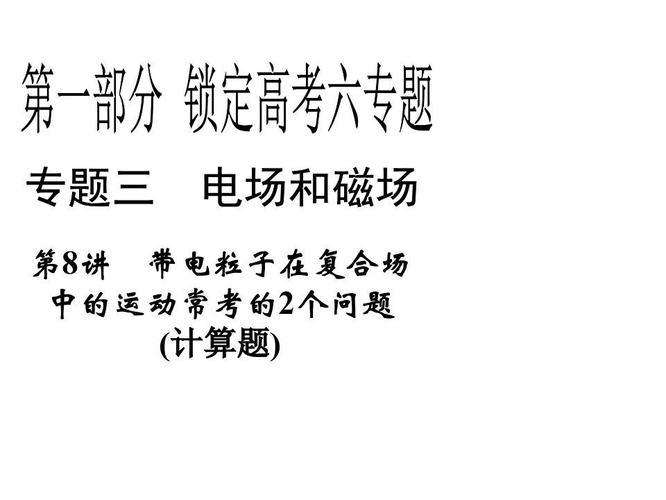 物理课件：3.8带电粒子在复合场中的运动常考的2个题目