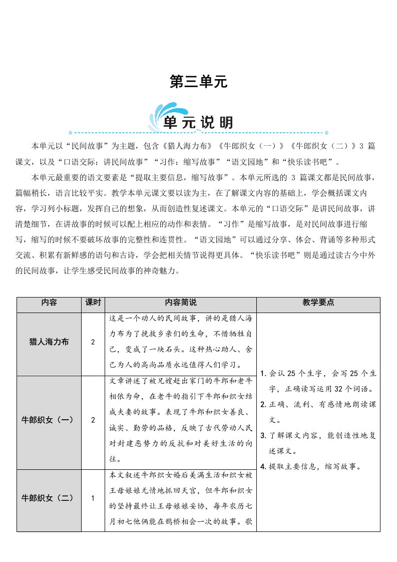 部编版五年级上册《猎人海力布》教学设计