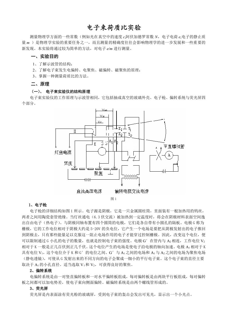 济南大学电子束荷质比实验讲义