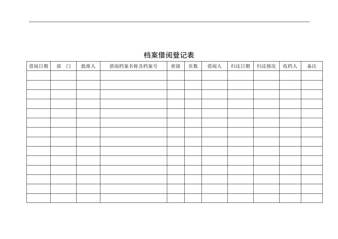 【管理精品】档案借阅登记表