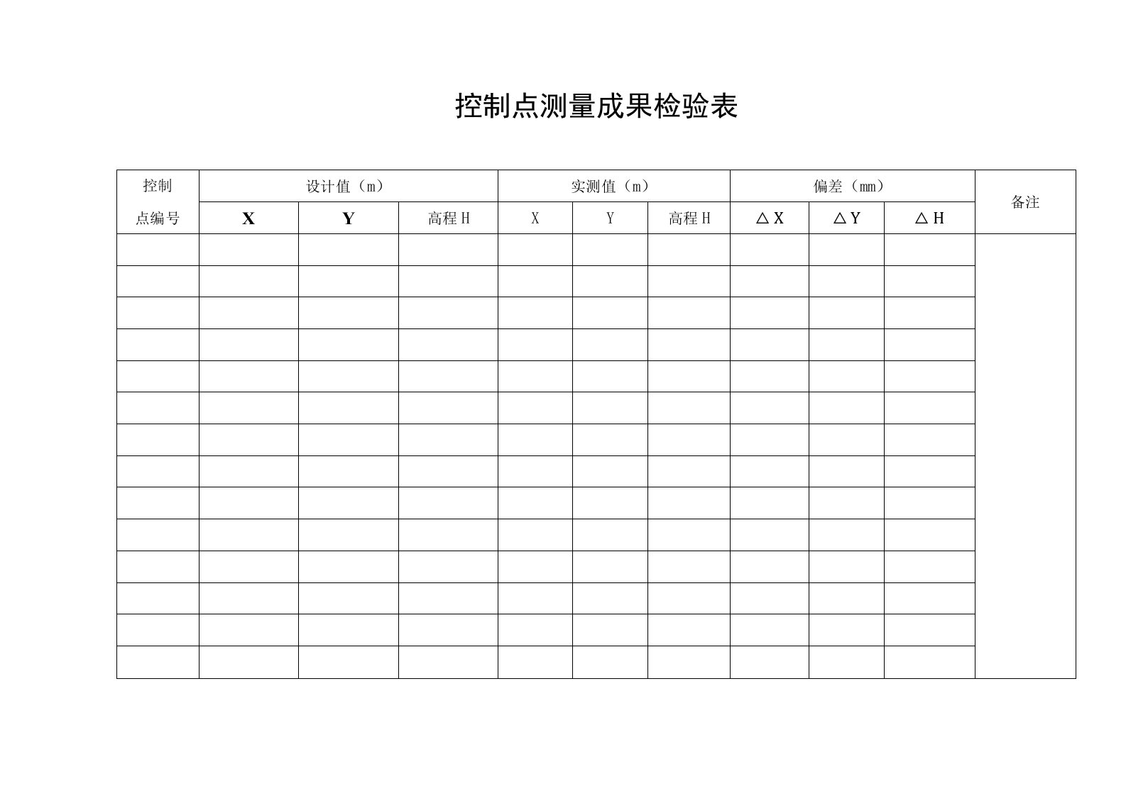 控制点测量成果检验表