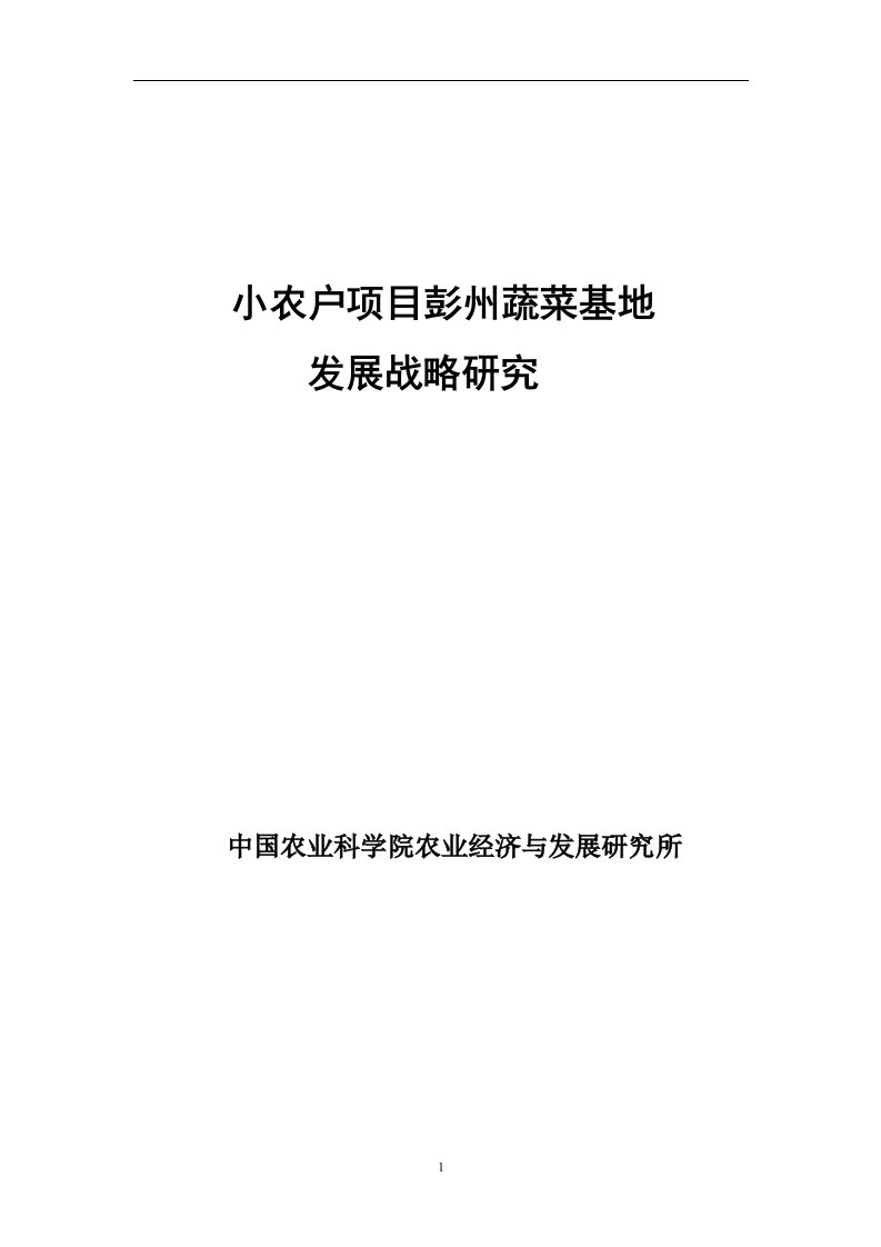 小农户项目彭州蔬菜基地发展战略研究(1)