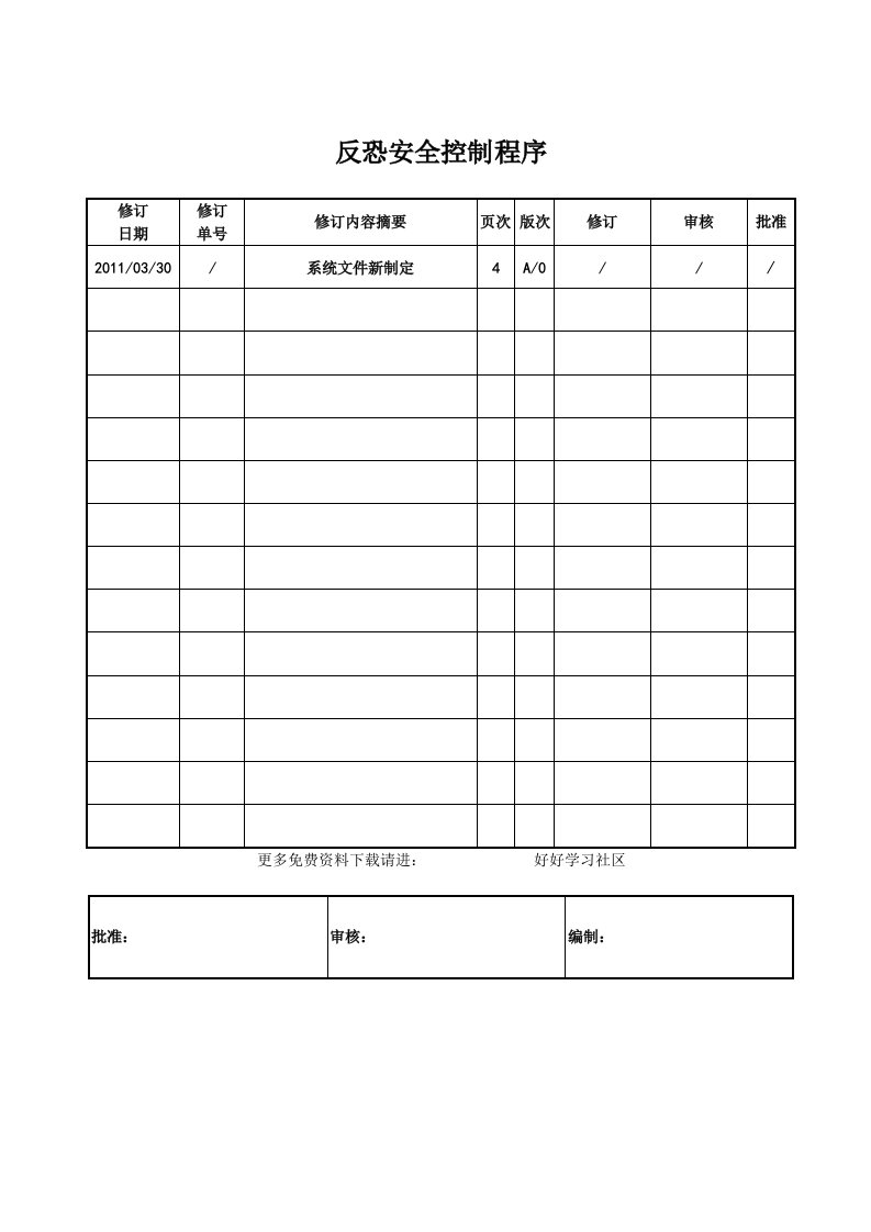 反恐安全控制程序