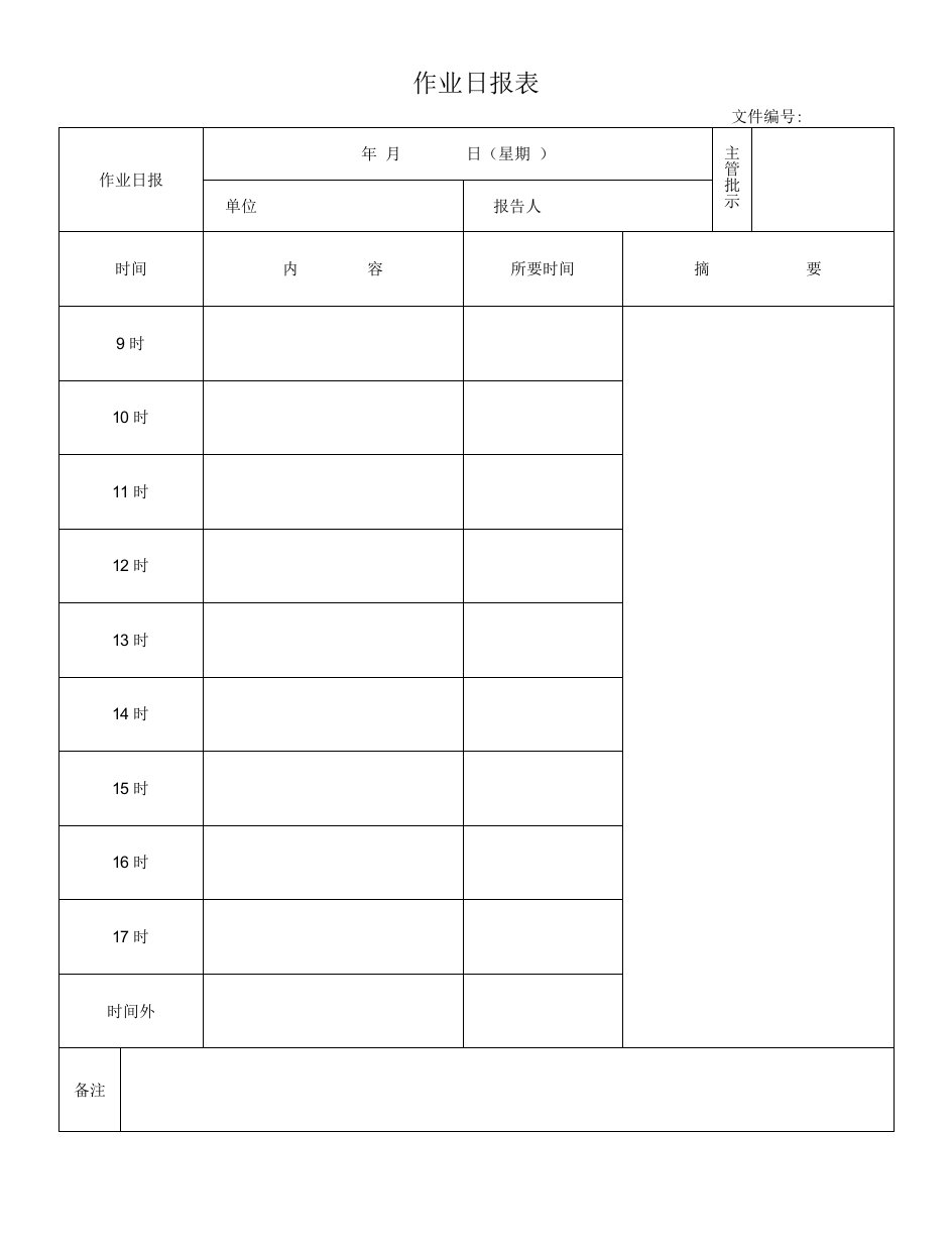 作业日报表