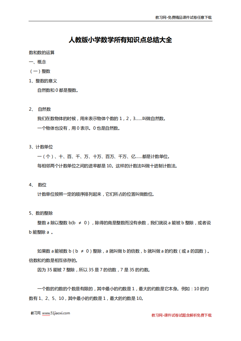 人教版小升初六年级数学所有知识点汇总-共5页