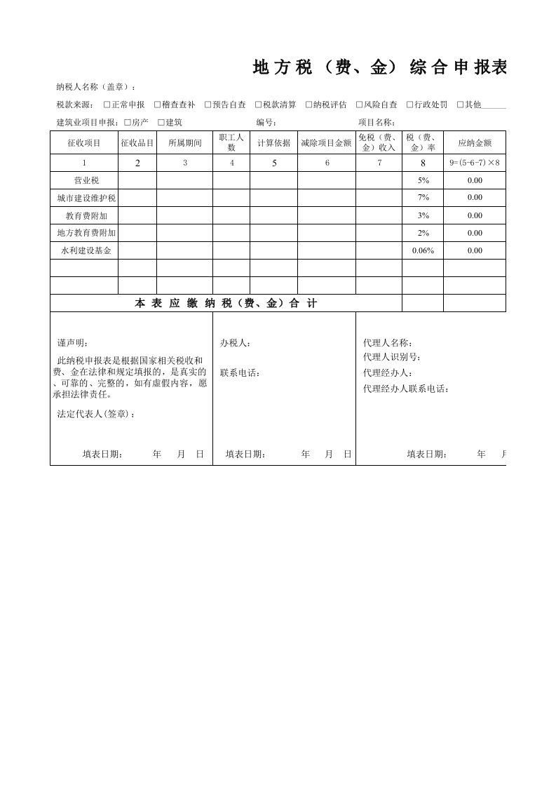 地方税(费、金)综合申报表