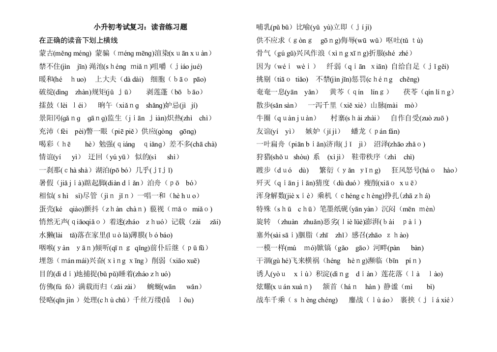 小升初语文基础知识练习14205