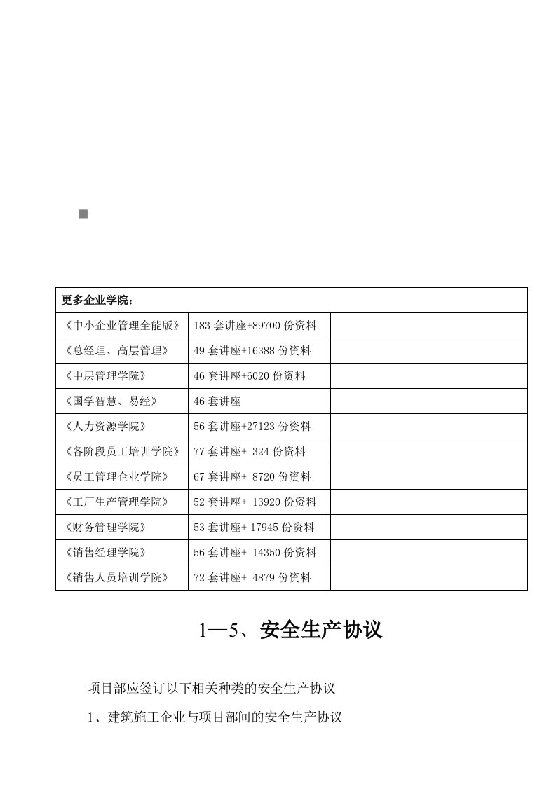 各类型安全生产协议