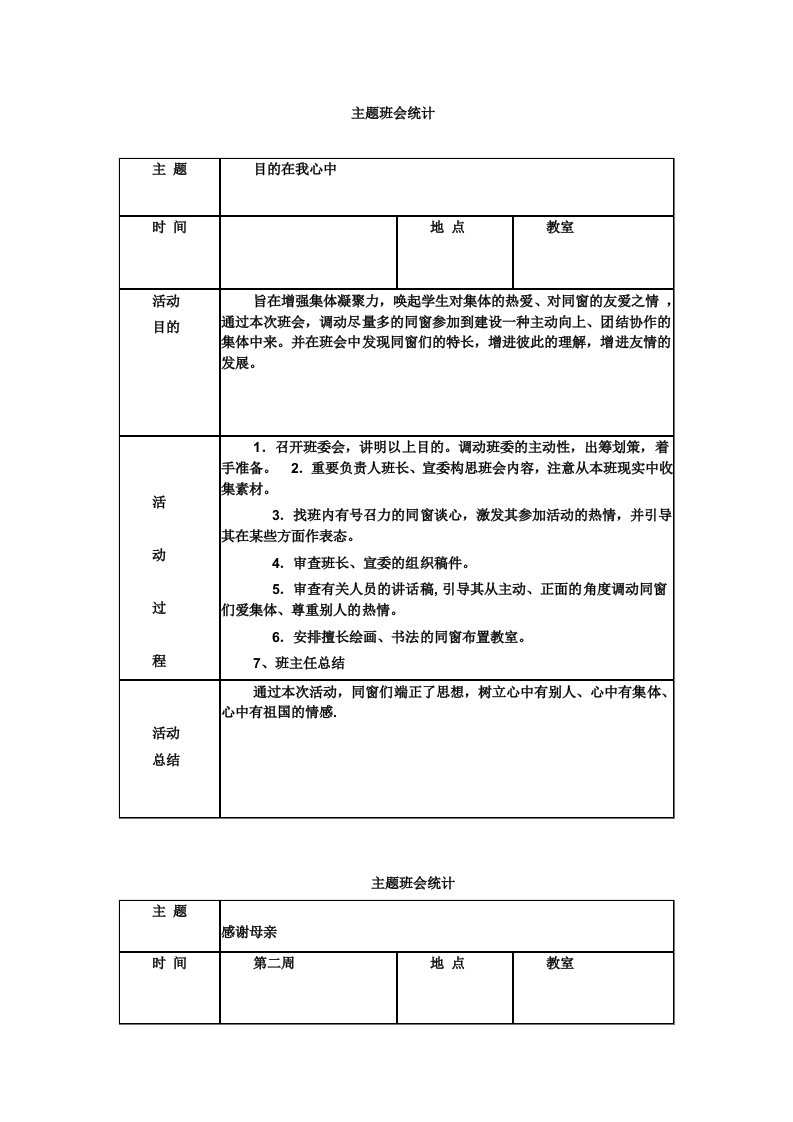 八年级主题班会记录