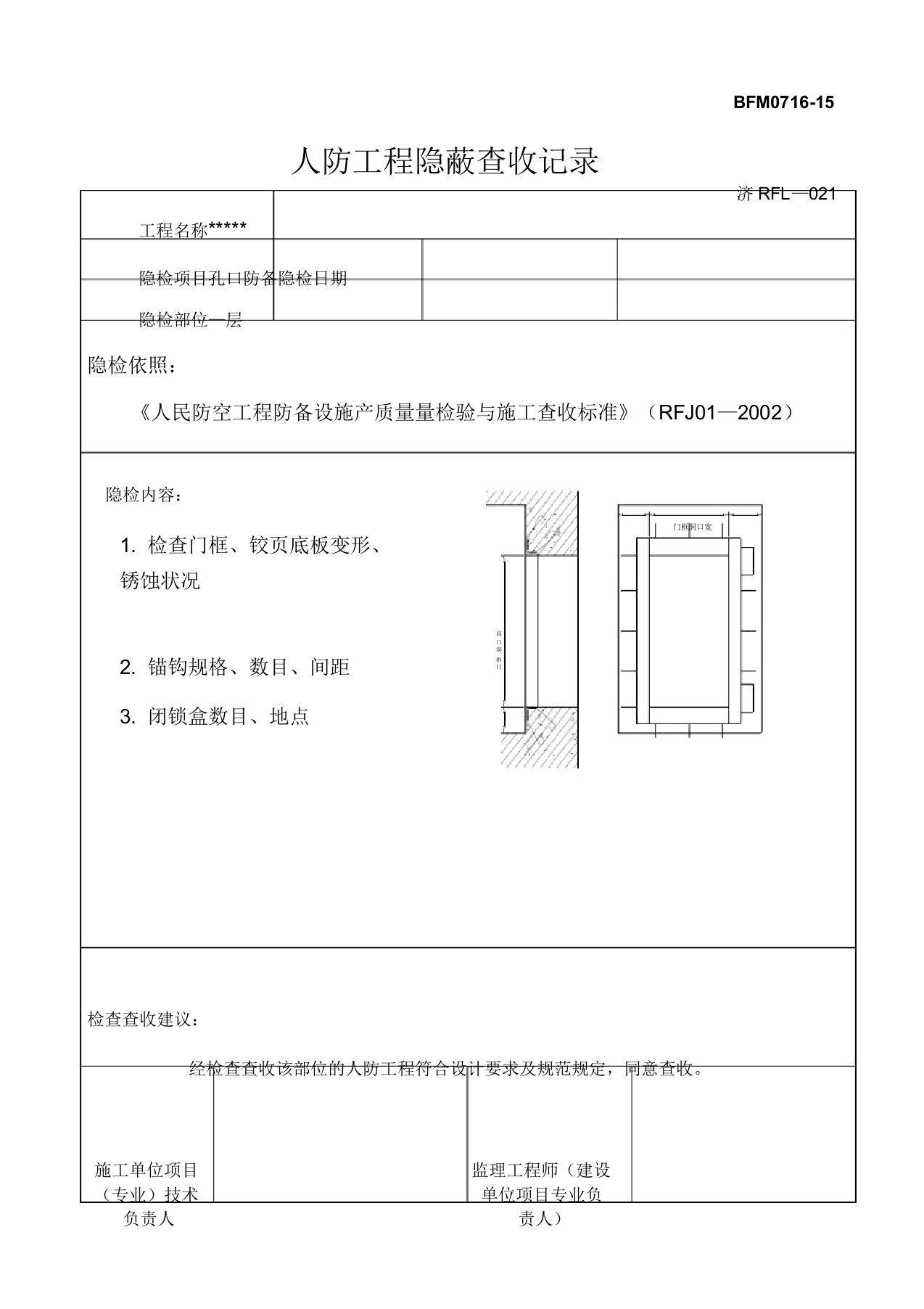 人防隐蔽工程验收记录汇总