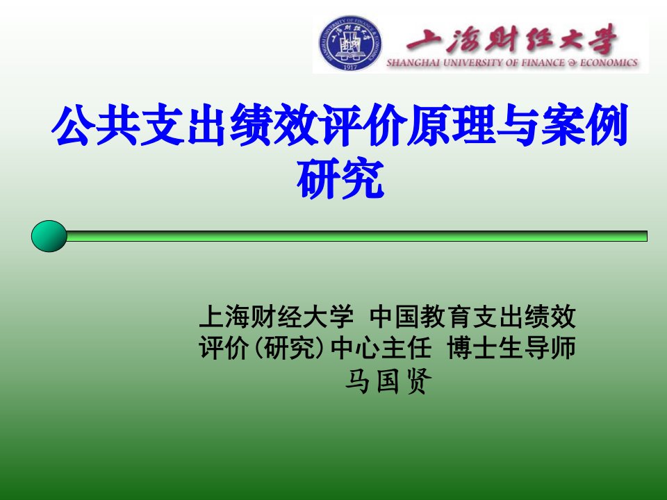 公共支出绩效评价原理与案例研究