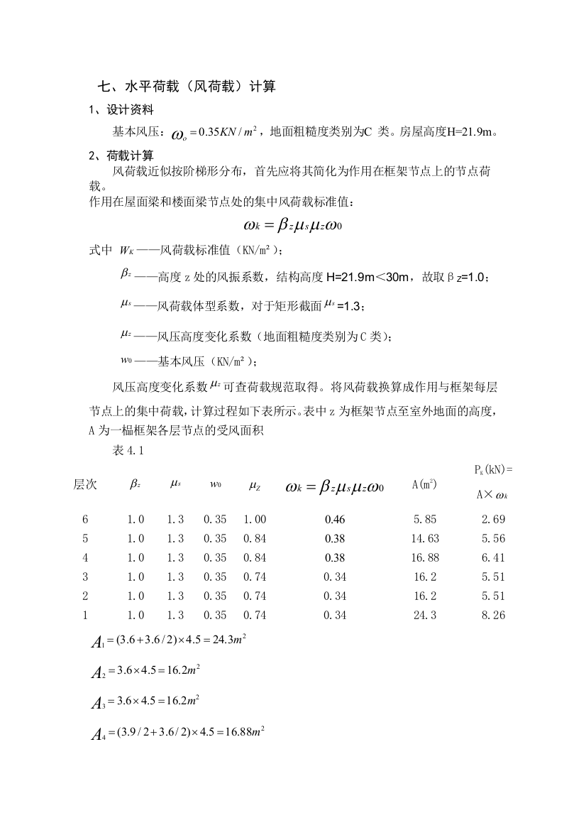 毕业设计风荷载计算书