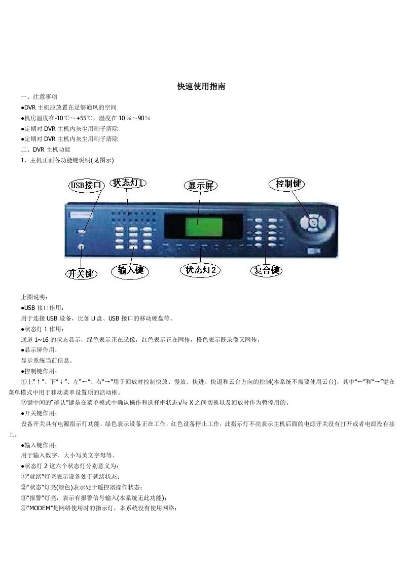 海康威视遥控器功能键说明示