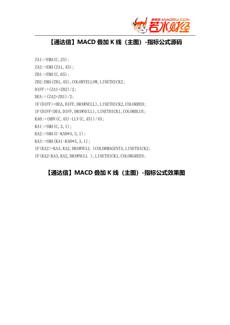 【股票指标公式下载】-【通达信】MACD叠加K线(主图)