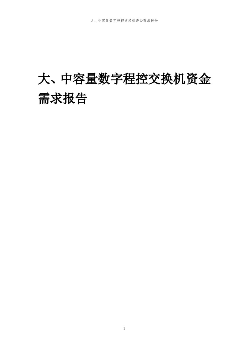 2024年大、中容量数字程控交换机项目资金需求报告代可行性研究报告