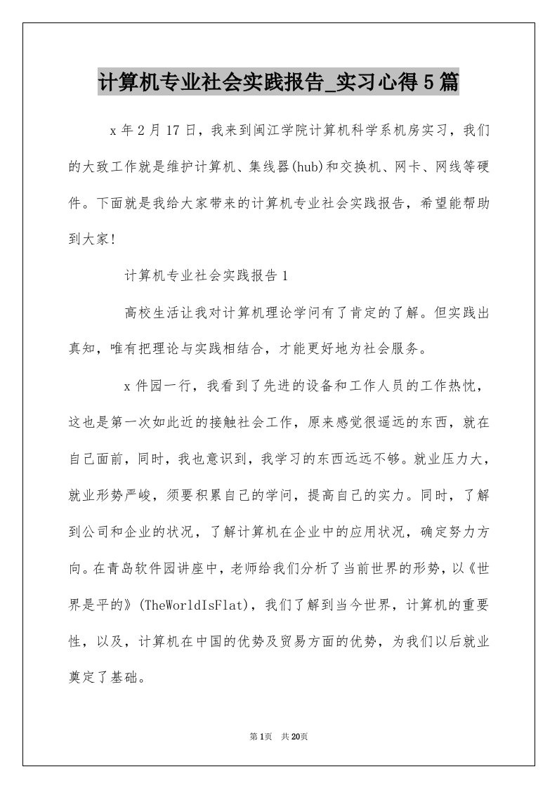 计算机专业社会实践报告