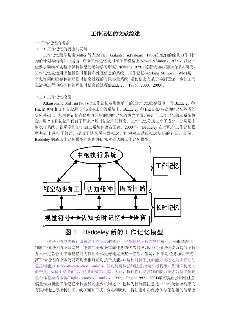 工作记忆的文献综述研讨