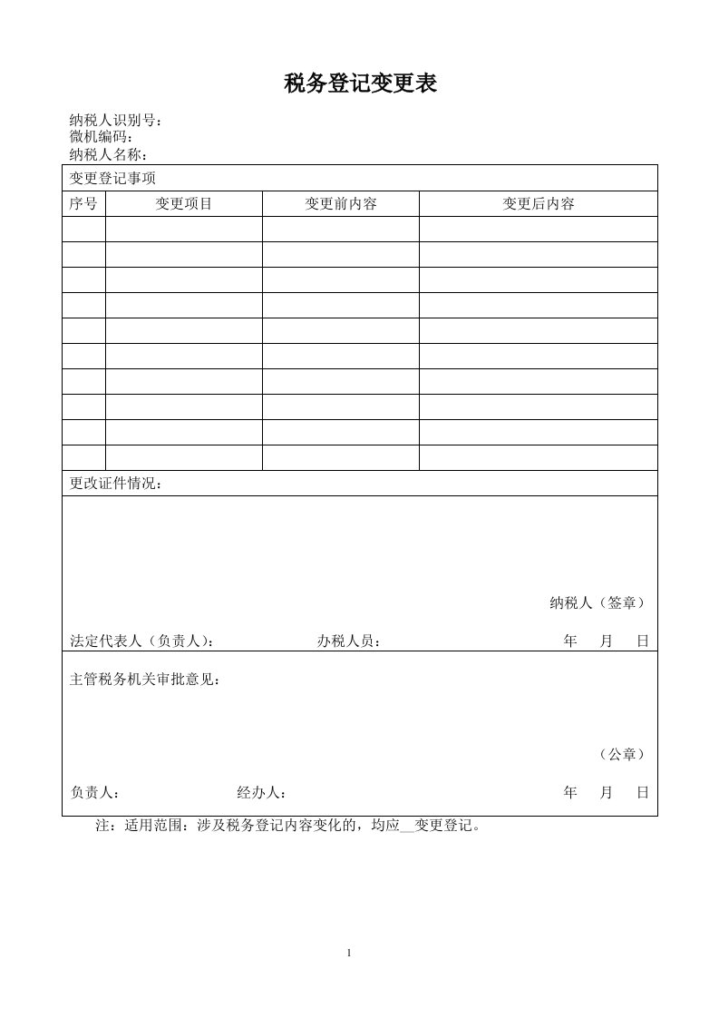 税务登记变更表(2)