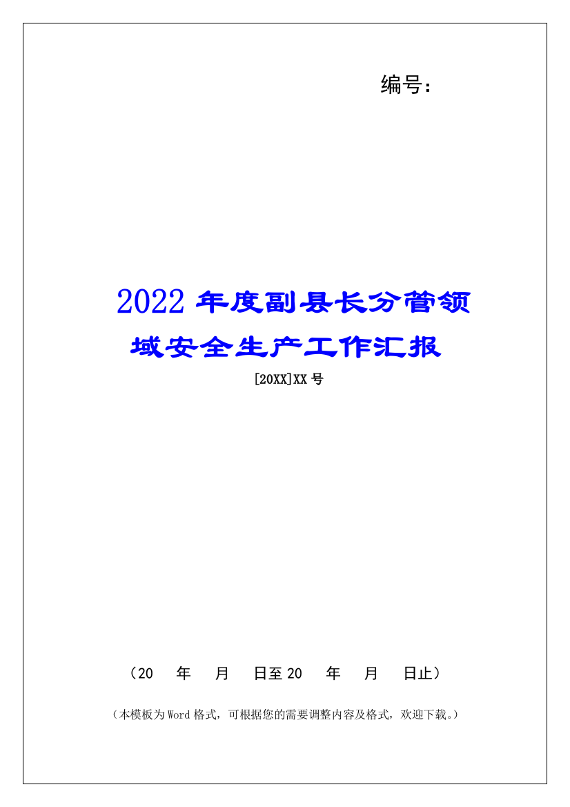 2022年度副县长分管领域安全生产工作汇报