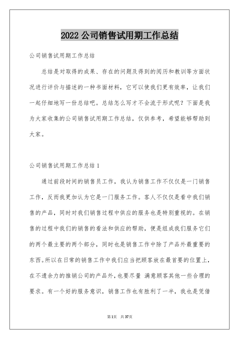 2022公司销售试用期工作总结_1