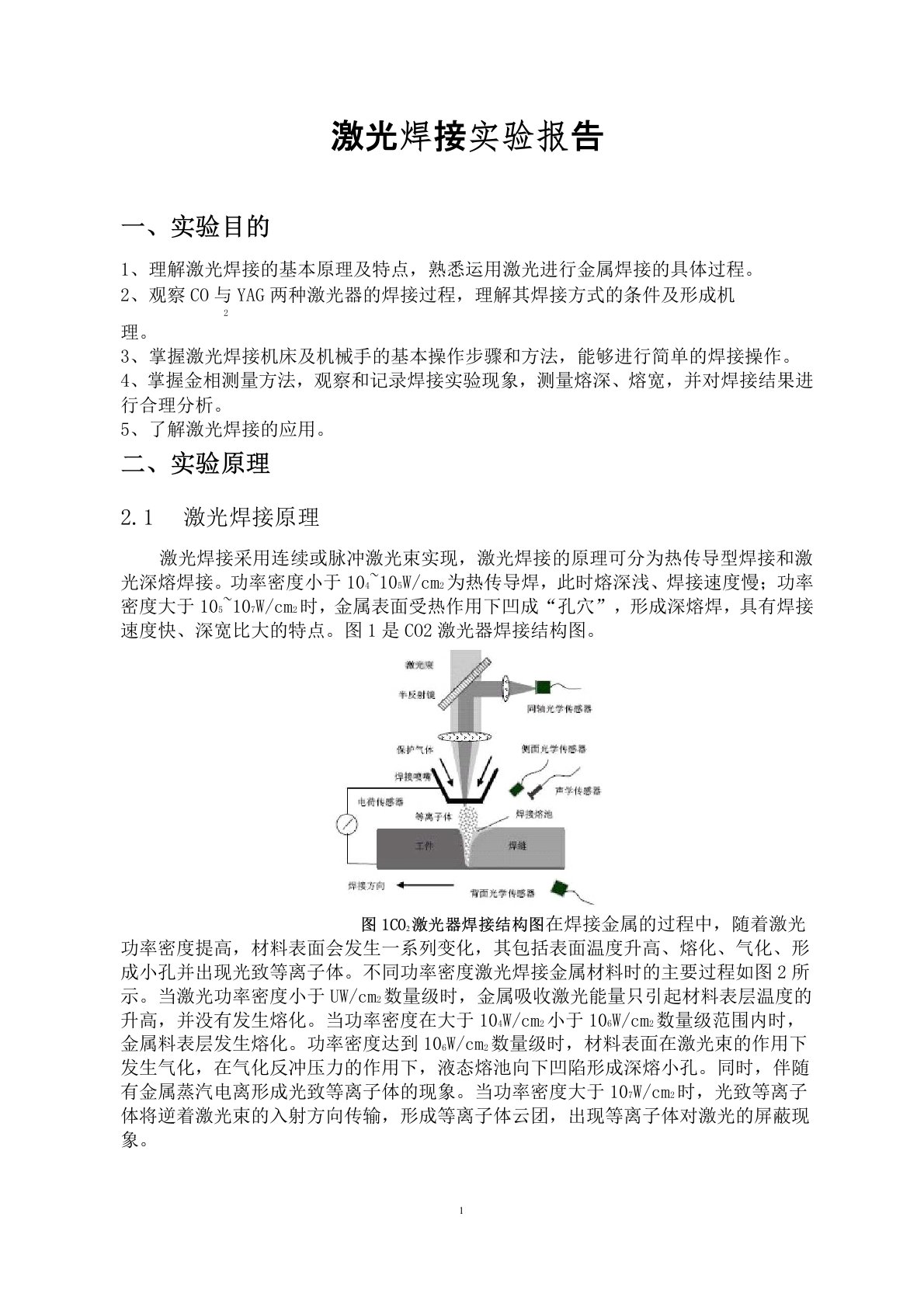 激光焊接实验报告汇总