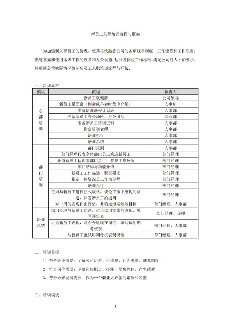 新员工入职培训流程(制造业)