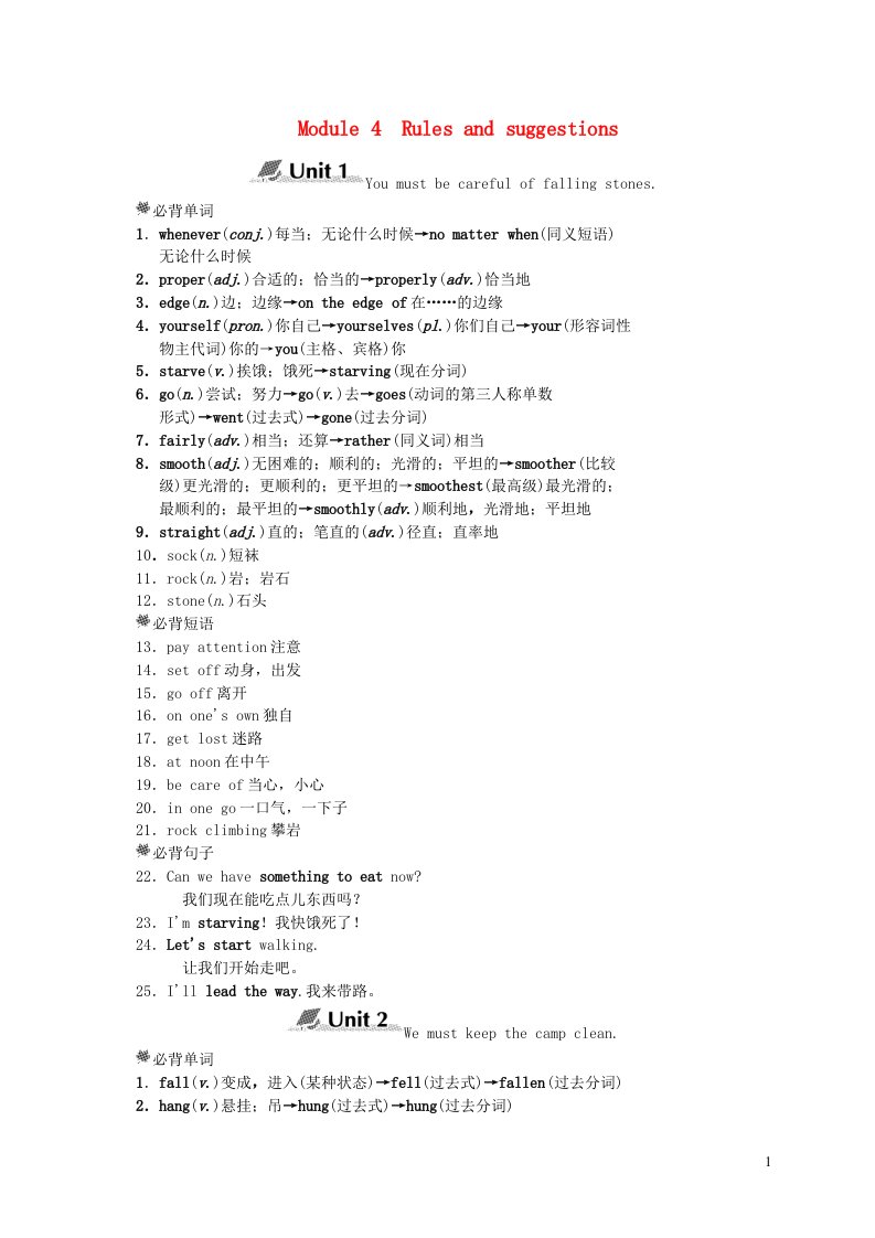 2022九年级英语下册Module4Rulesandsuggestions模块知识点归纳新版外研版