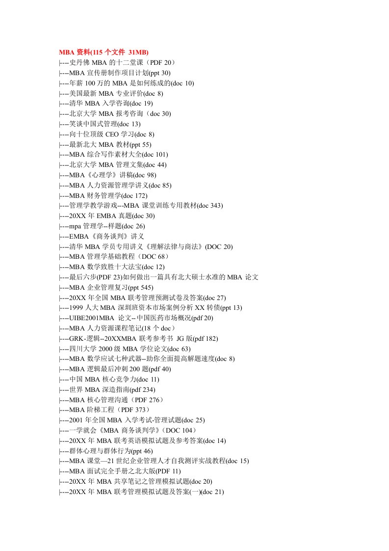 企管MBA-MBA资料115个文件
