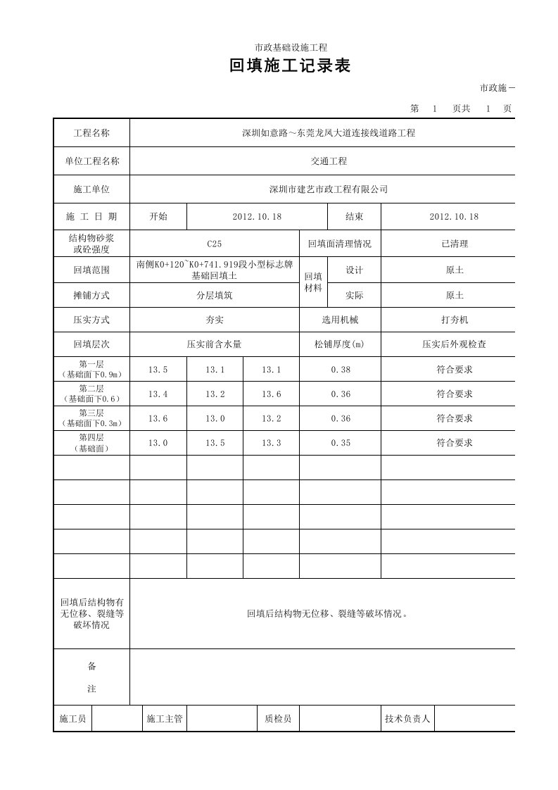 建筑工程-回填施工记录