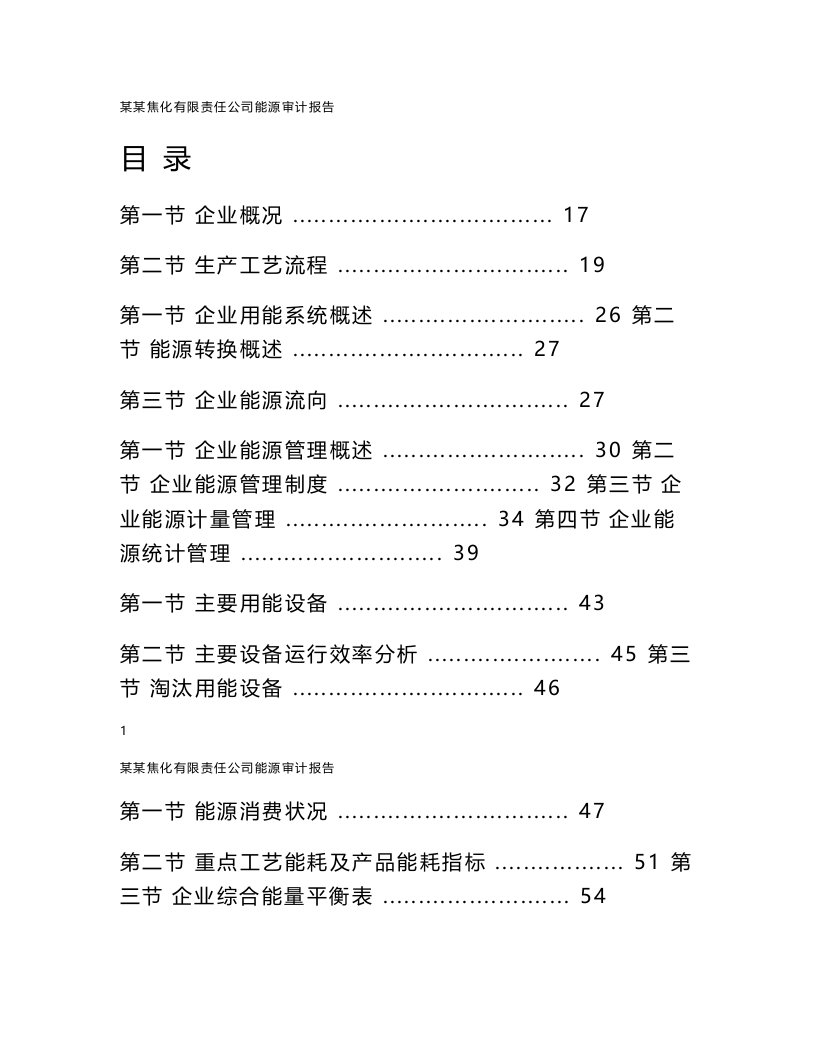 某焦化企业能源审计报告