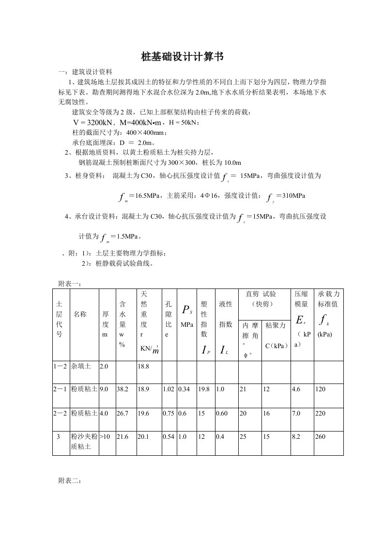 桩基础实例设计计算书