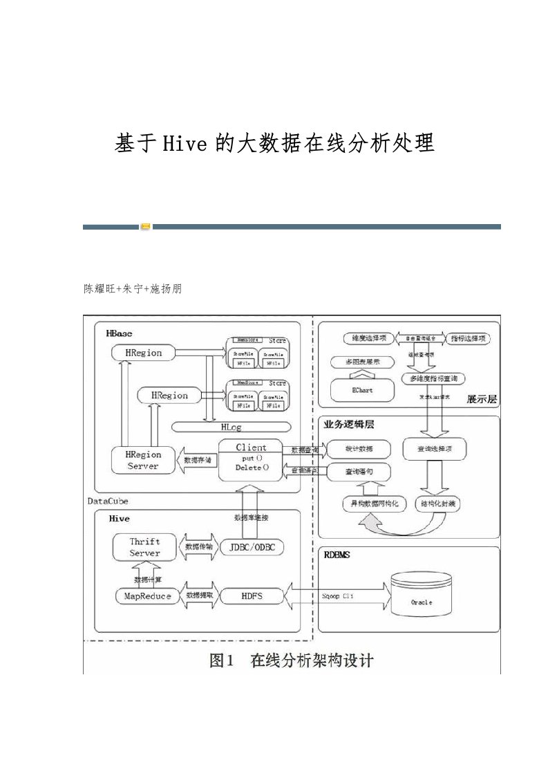 基于Hive的大数据在线分析处理