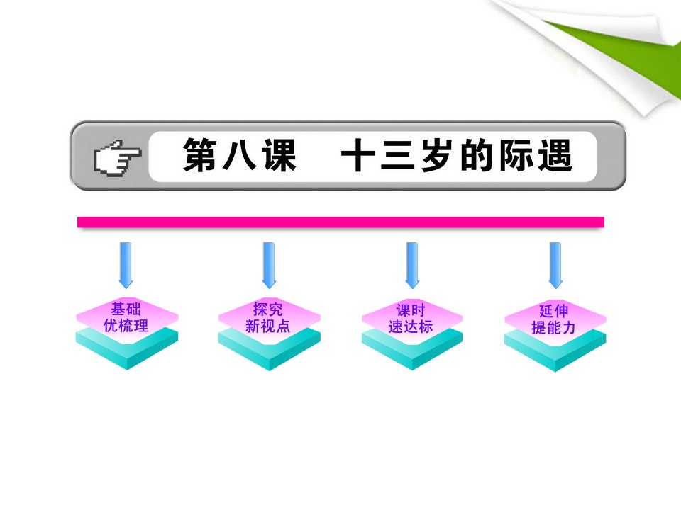 金榜学案七年级语文上册-第8课-十三岁的际遇-新课标配套课件-苏教版