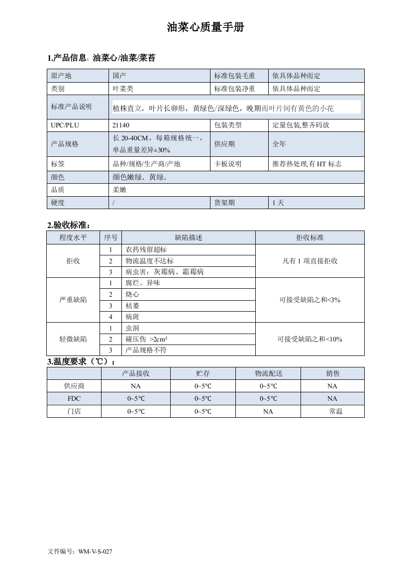 96quality-manual-Chinese--油菜心质量手册验收标准