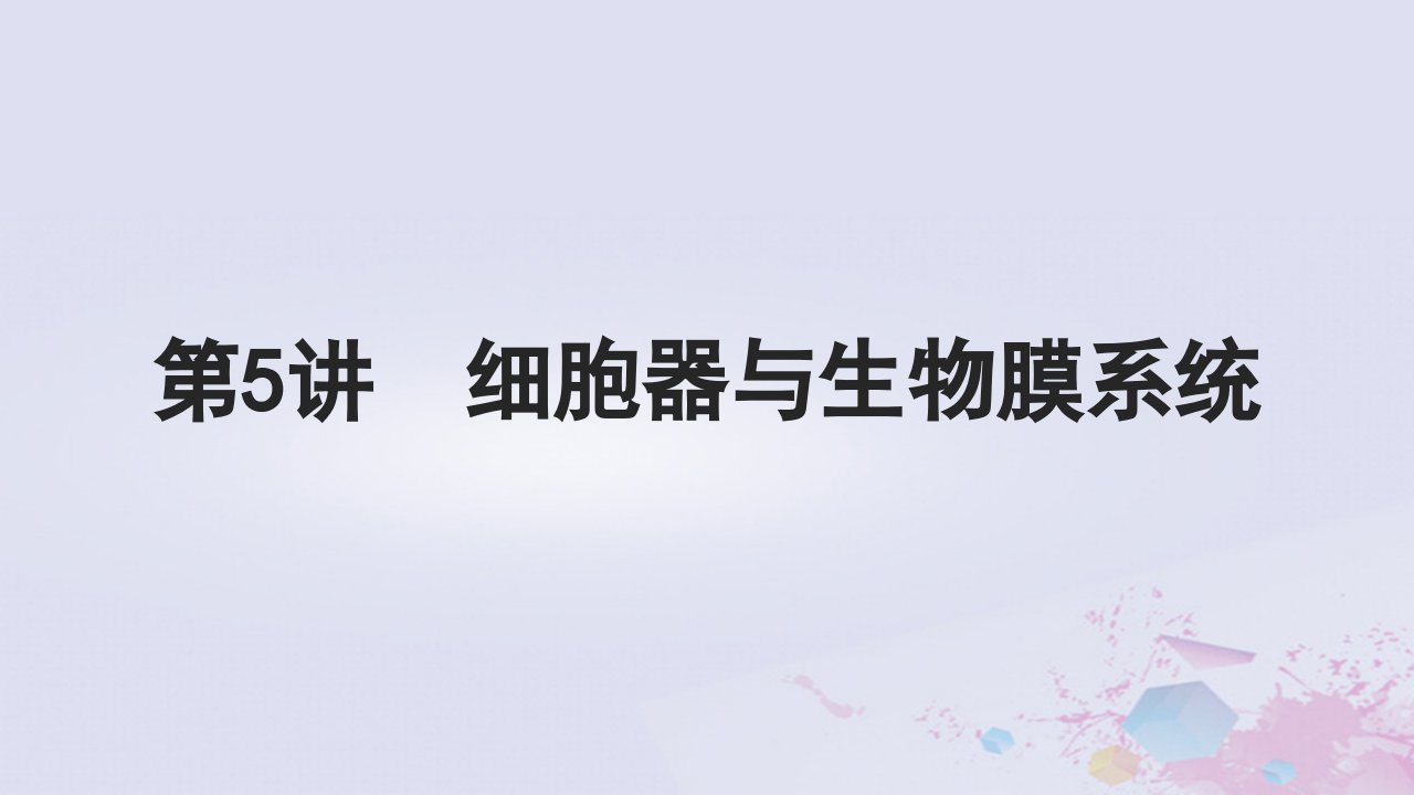 2025届高考生物一轮总复习必修1第二单元细胞的结构和物质运输第5讲细胞器与生物膜系统课件