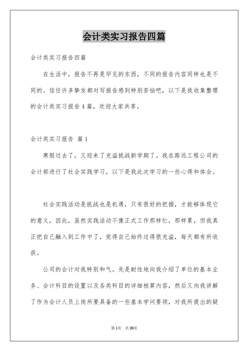 会计类实习报告四篇例文