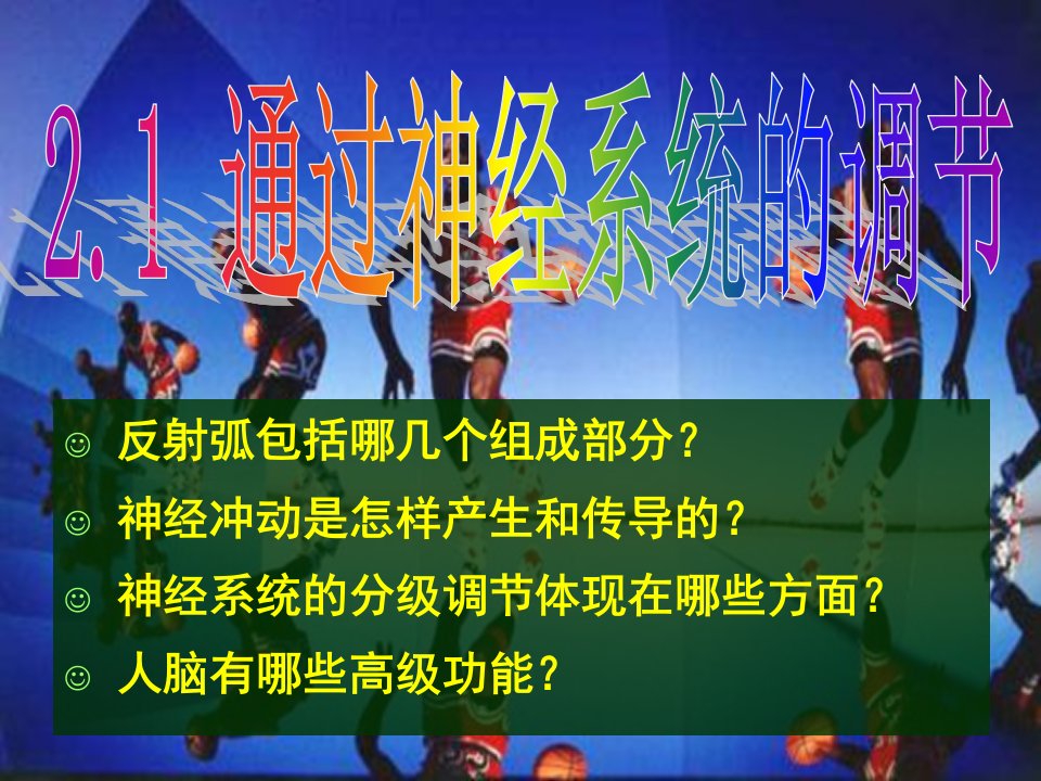 生物：2.1《通过神经系统的调节》课件(新人教版必修3)