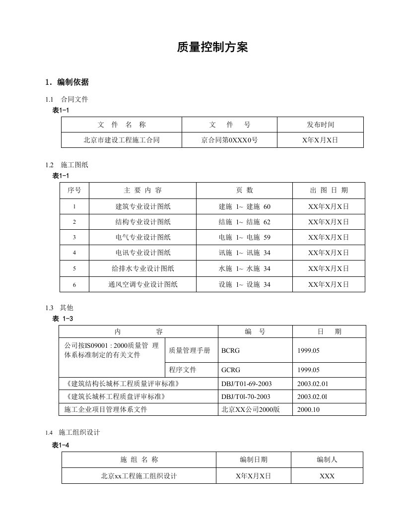 建筑工程-质量控制方案