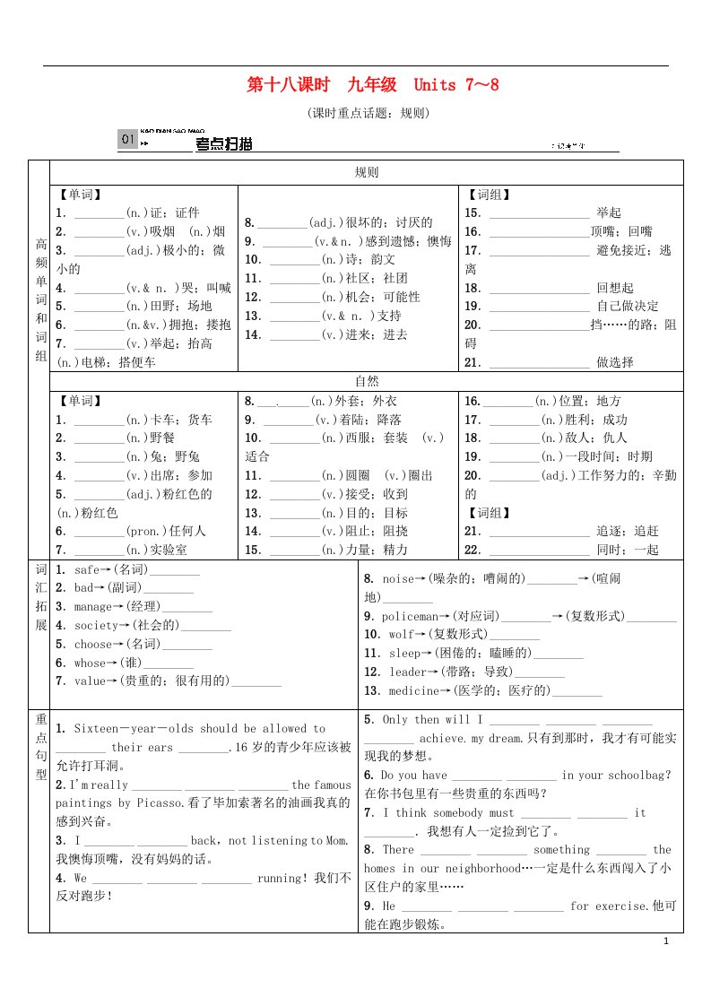 火线100天（广西专版）中考英语总复习