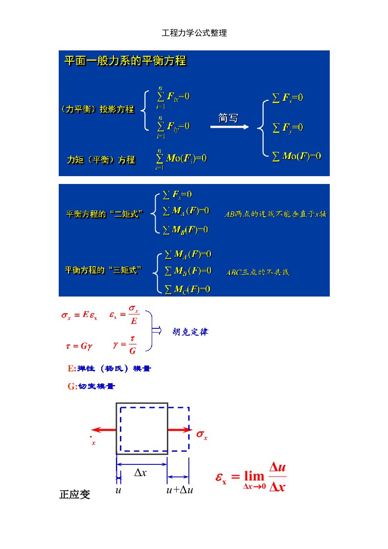 工程力学公式整理