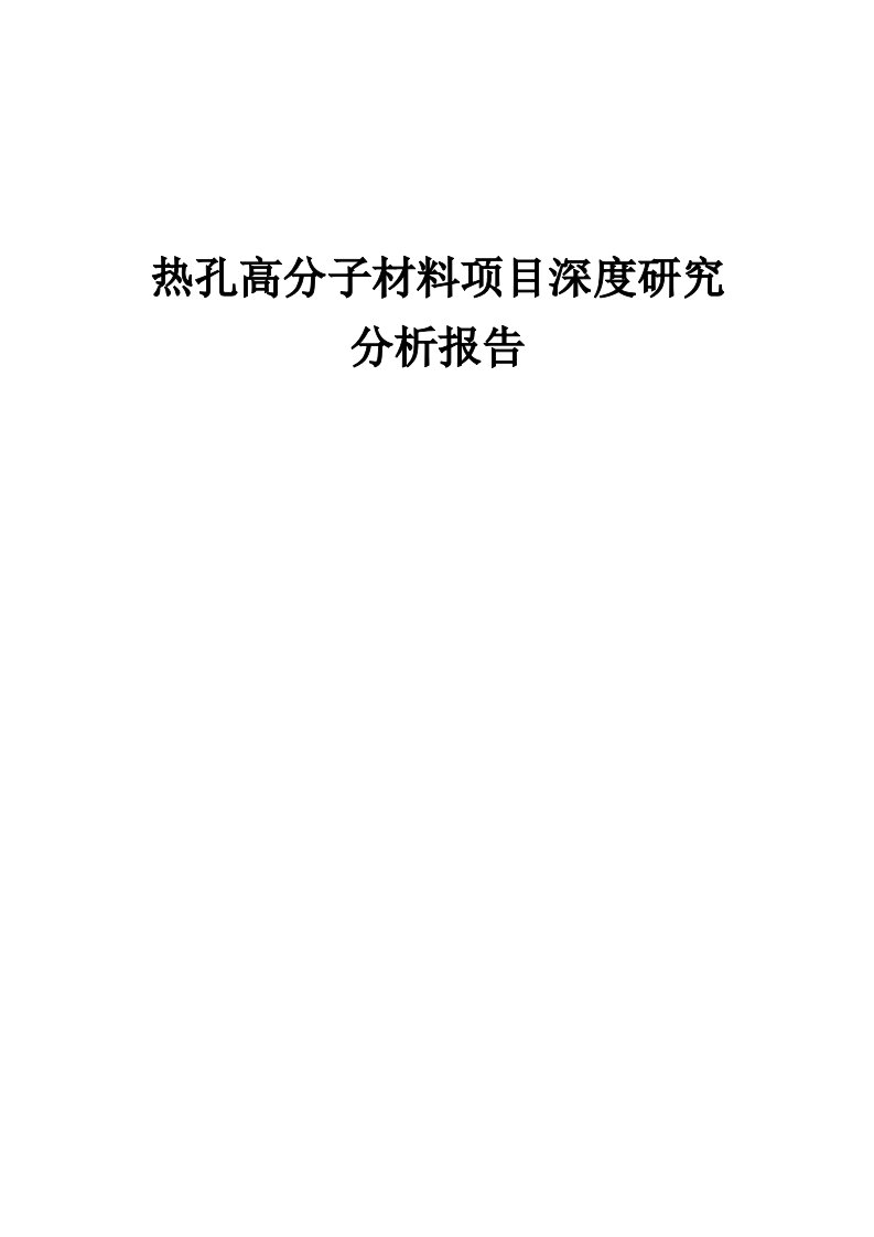 2024年热孔高分子材料项目深度研究分析报告