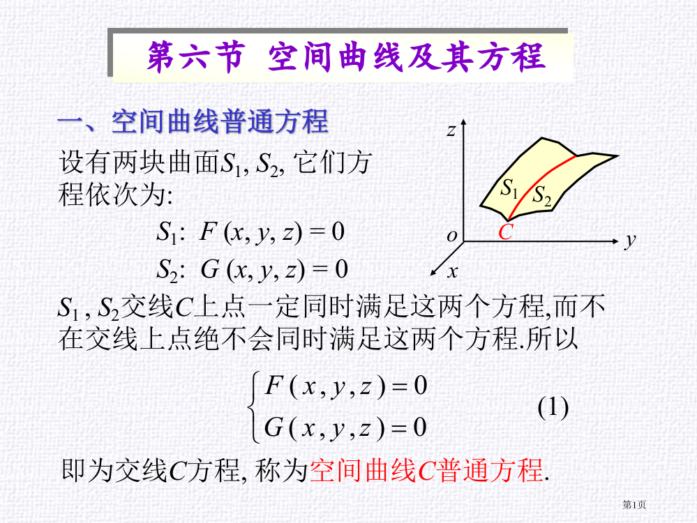 空间曲线方程式76省公开课一等奖全国示范课微课金奖PPT课件