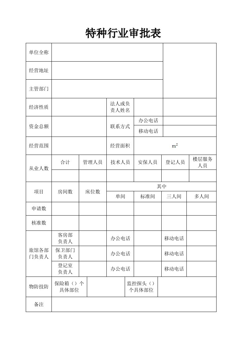 特种行业审批表.doc