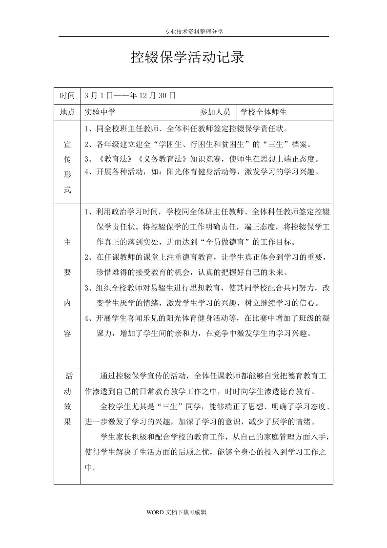 控辍保学工作会议记录文本