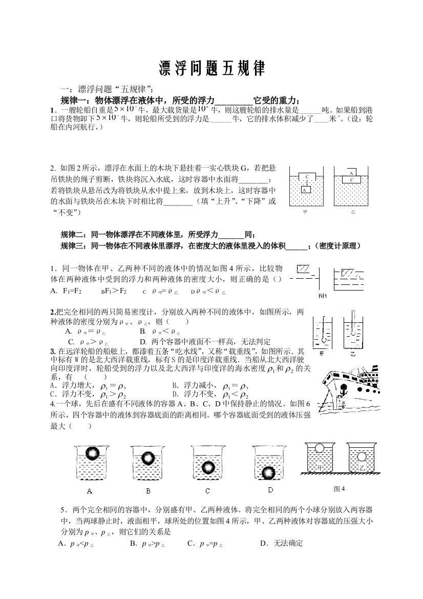 漂浮问题五规律