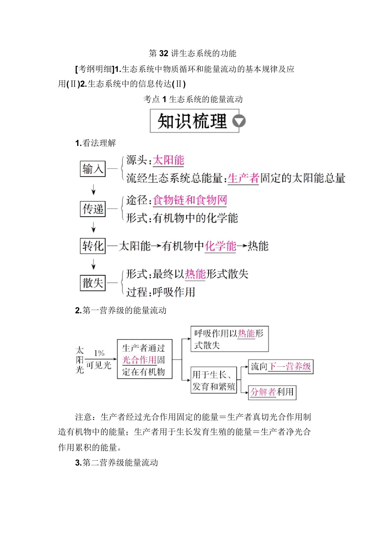 高考生物高分计划一轮讲义第32讲生态系统的功能Word含解析