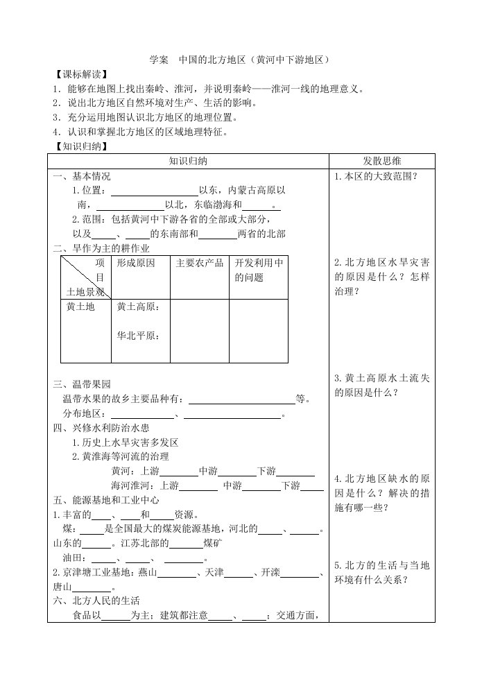 北方地区二黄河中下游