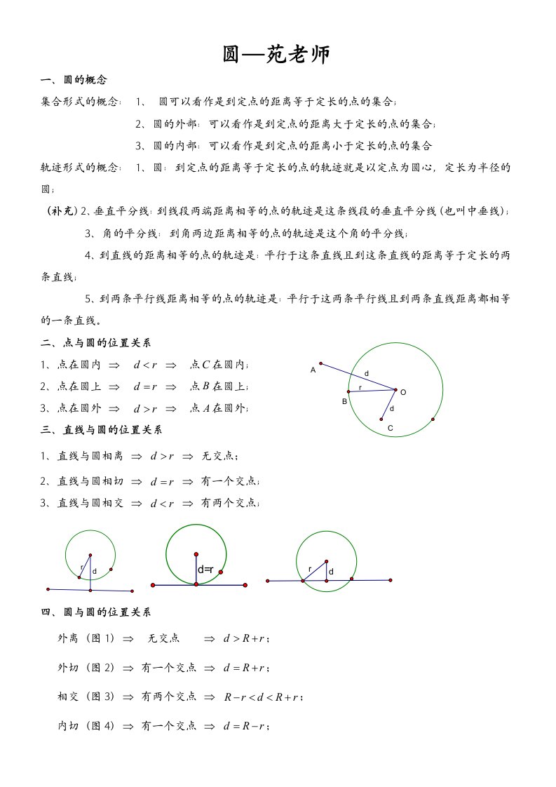 初三数学圆知识点复习专题